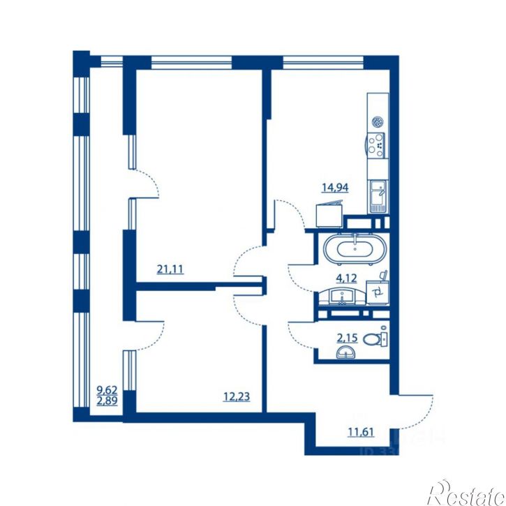 2-комн квартира в новом доме Московский пр-кт, 134Т,  д. 134Т