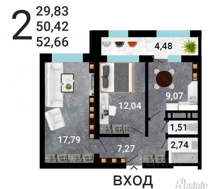 2-комн квартира в новом доме ул Летчика Щербакова, 7,  д. 7