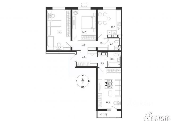 3-комн квартира в новом доме ул Шишкова, 142/5,  д. 142/5