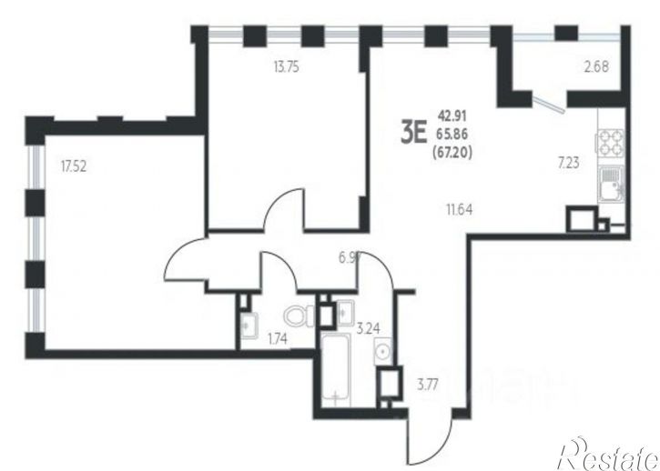 2-комн квартира в новом доме ул Ленинградская, 138а,  д. 138а