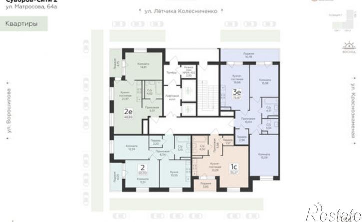 2-комн квартира в новом доме ул Матросова, 64к,  д. 64к