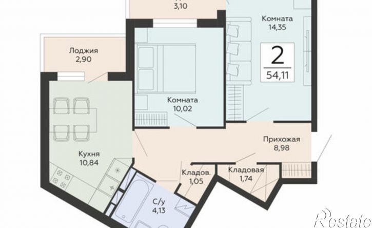 2-комн квартира в новом доме ул Туполева, 5Э,  д. 5Э