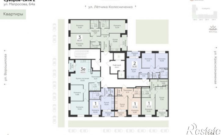 1-комн квартира в новом доме ул Матросова, 64к,  д. 64к