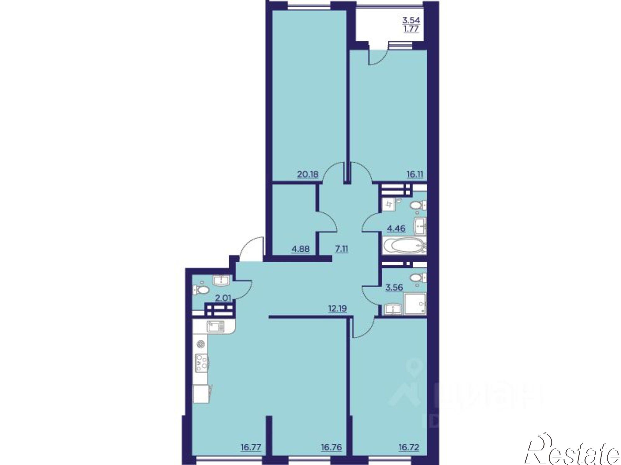 Купить квартиру за 21 318 500 рублей на улица Ломоносова, 116