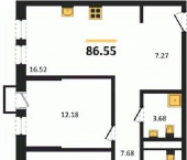 3-комн, 86 кв м, этаж 10/21 наб Чуева, 7