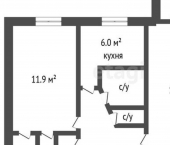 2-комн, 45кв м, этаж 3/5 ул Циолковского, 123