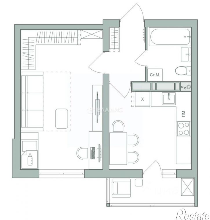 1-комн квартира Пограничный пр-д, 5,  д. 5