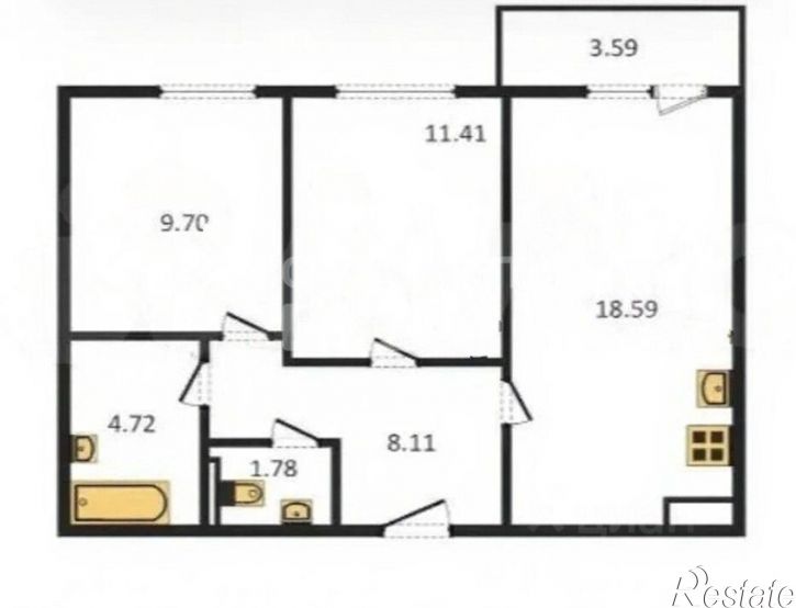2-комн квартира ул Курчатова, 24,  д. 24