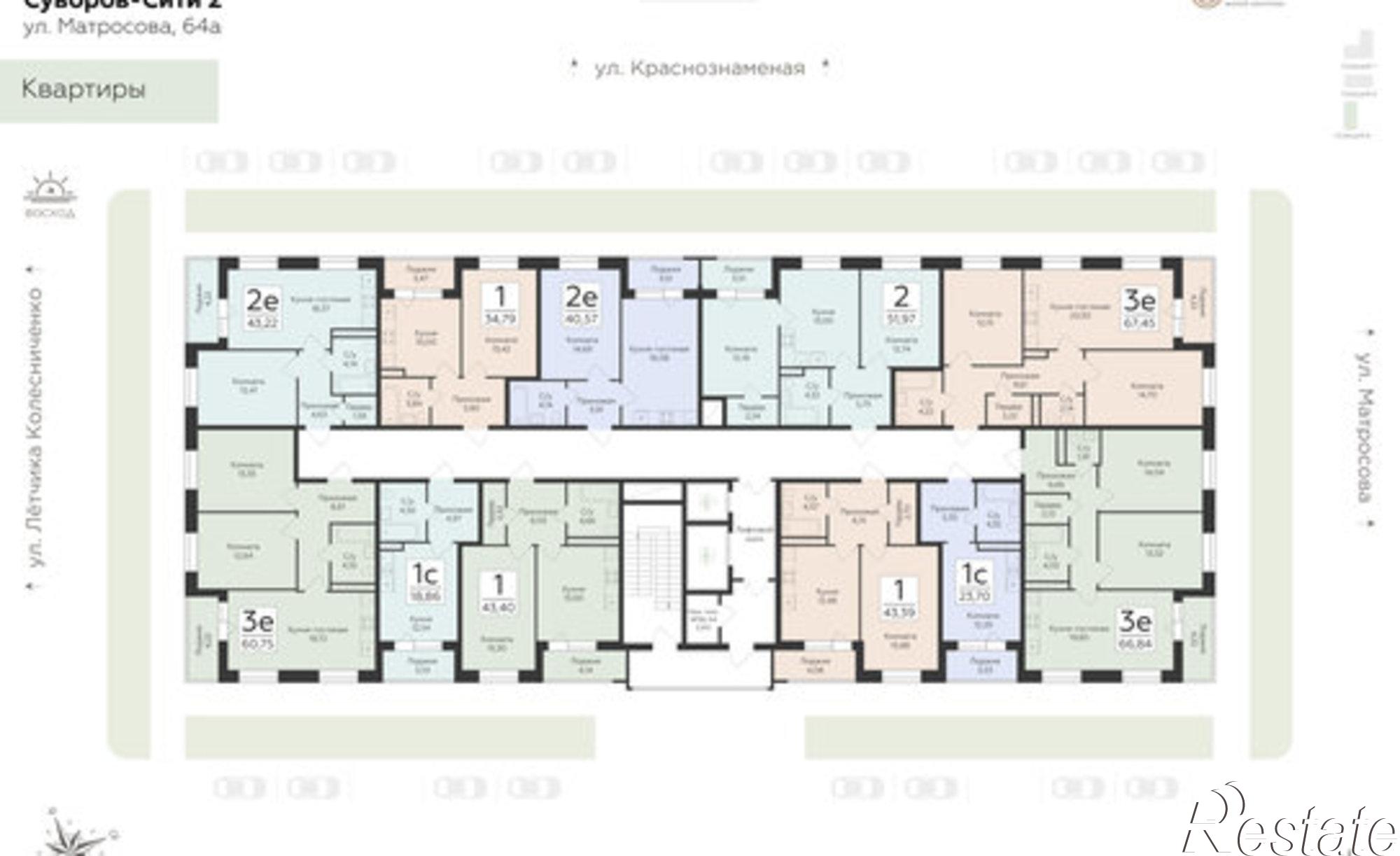 Купить квартиру за 3 164 710 рублей на ул Матросова, 64