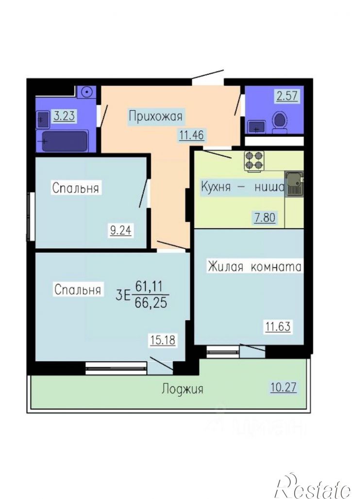 3-комн квартира в новом доме Гвардейский пер, 21,  д. 21