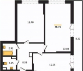 2-комн, 72 кв м, этаж 6/23 Московский пр-кт, 134Т