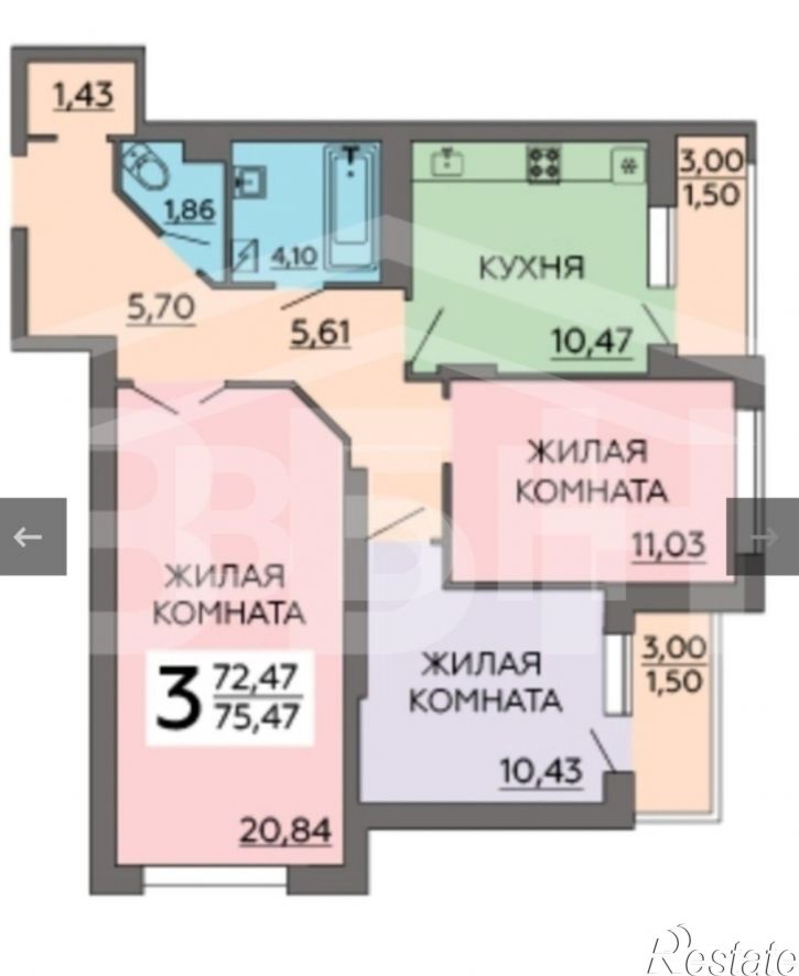 3-комн квартира Теплоэнергетиков улица, 17к3