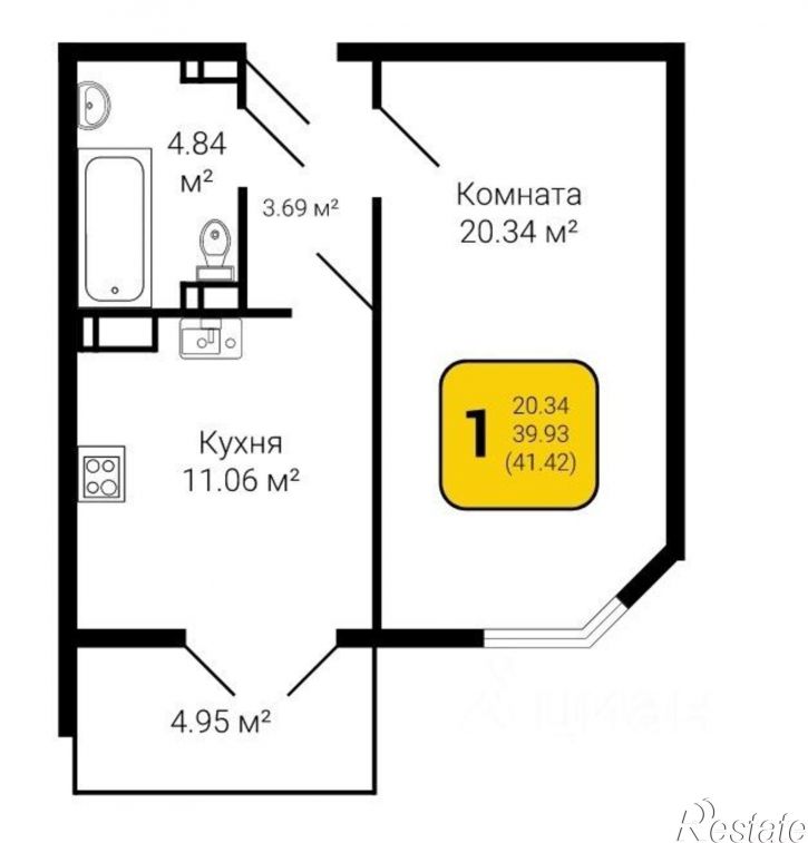 1-комн квартира ул 9 Января, 68 2,  д. 68 2,  к. 2
