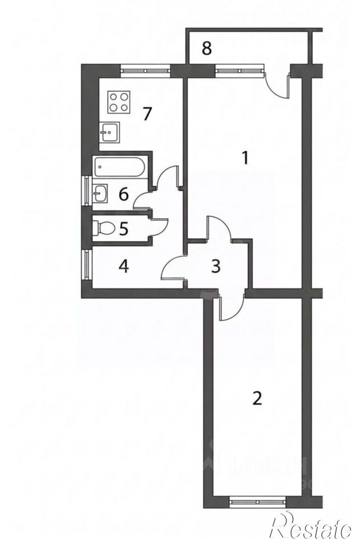 2-комн квартира ул Моисеева, 84,  д. 84