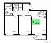3-комн, 66 кв м, этаж 3/9 улица Шишкова