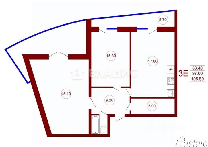 2-комн квартира в новом доме ул Дзержинского, 4,  д. 4