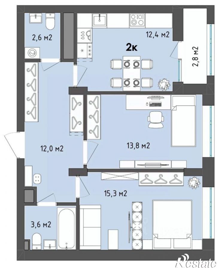2-комн квартира в новом доме б-р Содружества, 1,  д. 1