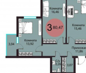 3-комн, 80 кв м, этаж 2/21 ул Жемчужная, 6