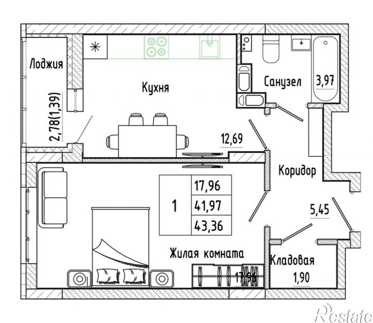 1-комн квартира в новом доме Нижняя улица, 16,  д. 16