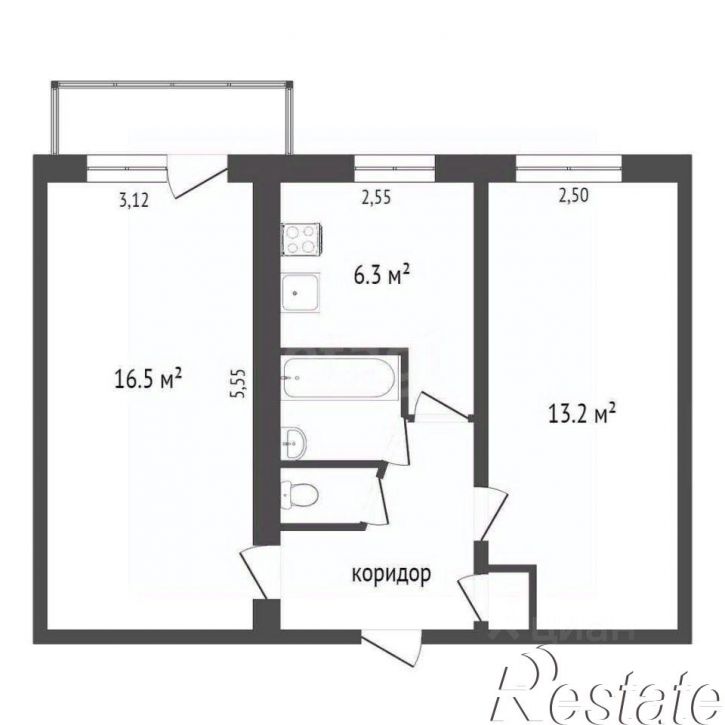 2-комн квартира улица Героев Сибиряков, 99,  д. 99