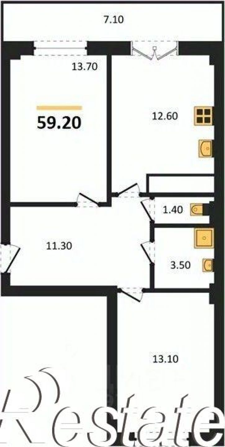 2-комн квартира в новом доме Цимлянская улица, 10Г к2,  д. 10Г к2