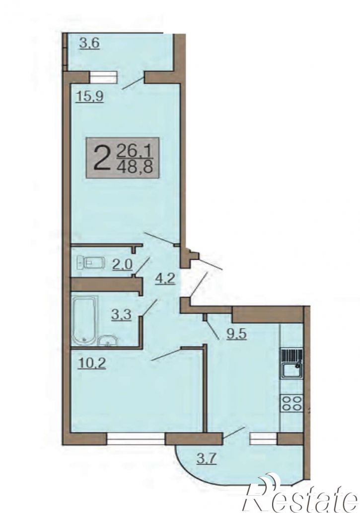 2-комн квартира Туполева улица, 27а