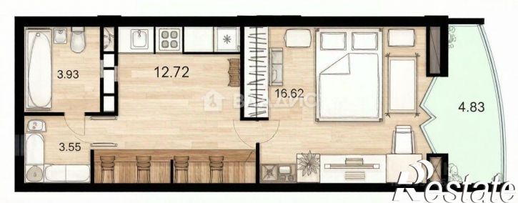 1-комн квартира улица Космонавтов, 23В,  д. 23В