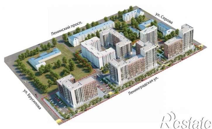 2-комн квартира в новом доме Ленинградская улица, 30,  д. 30