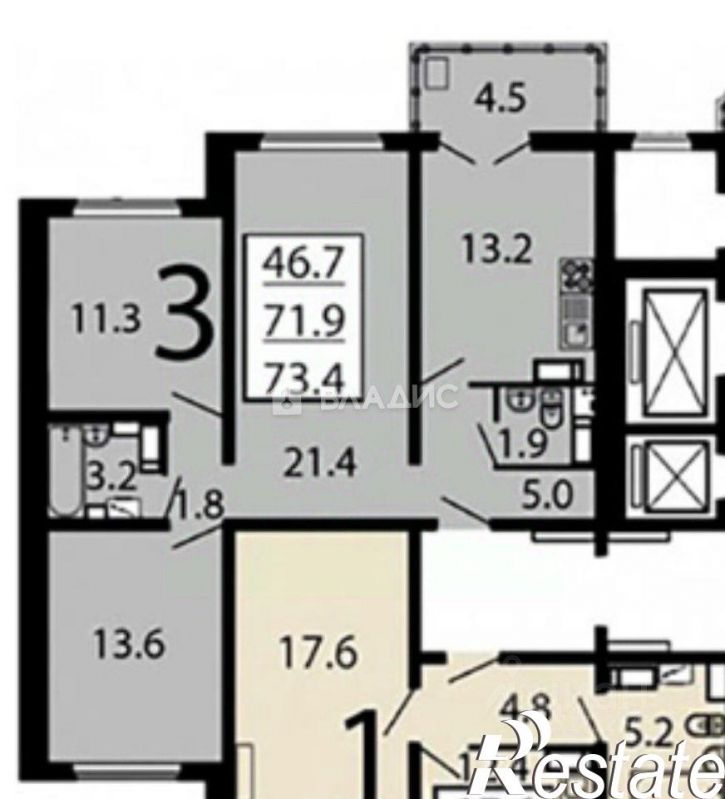 3-комн квартира улица 9 Января, 68 к1,  д. 68 к1