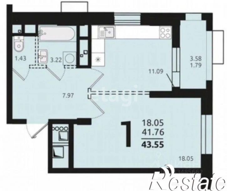 1-комн квартира Средне-Московская улица, 60 стр.,  д. 60 стр.