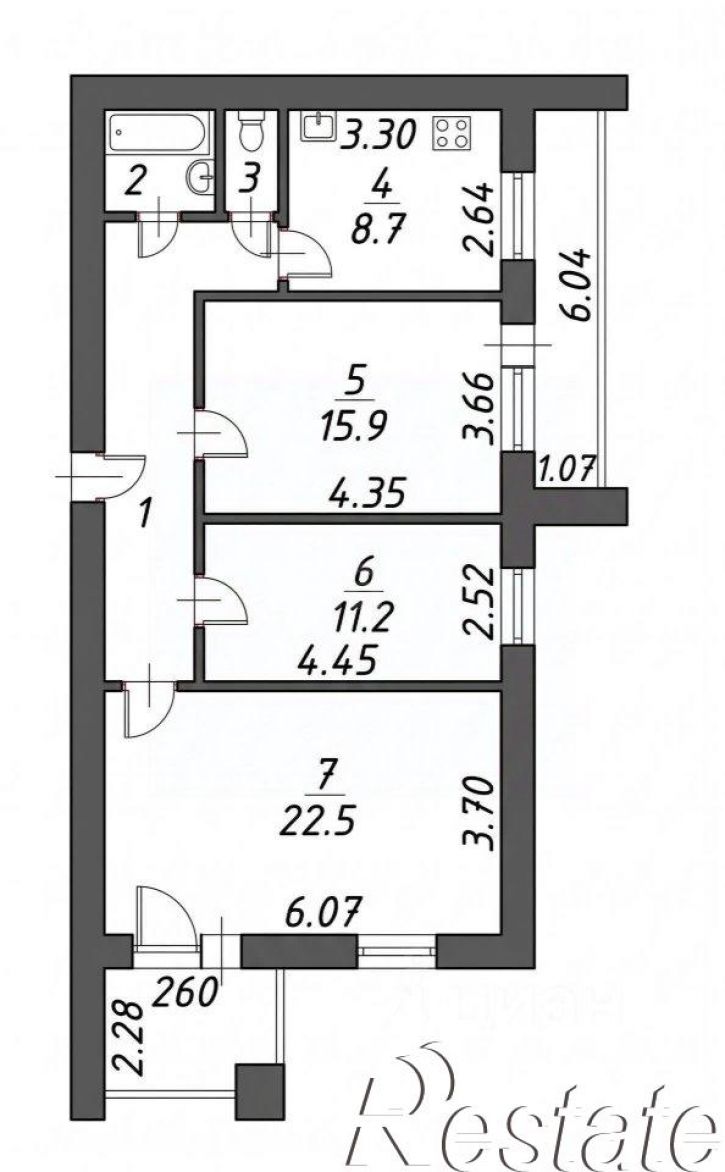 3-комн квартира улица Урывского, 3,  д. 3