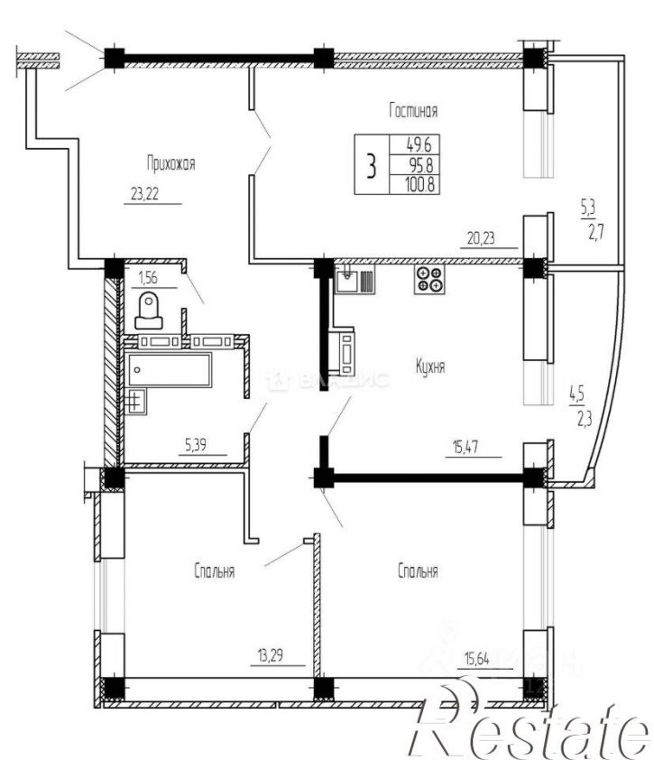 3-комн квартира улица Лесная Поляна, 8,  д. 8
