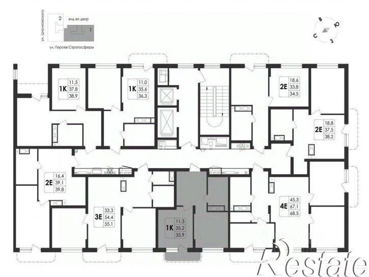 1-комн квартира в новом доме улица Циолковского, 26 стр.,  д. 26 стр.