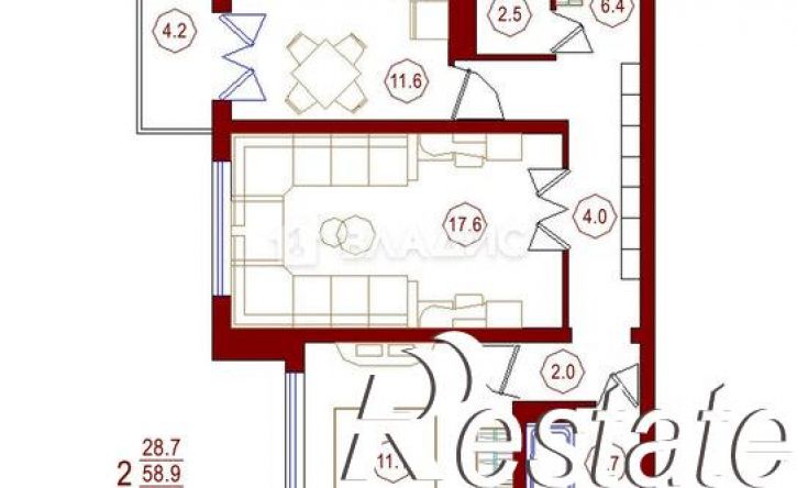 2-комн квартира улица Конструкторов, 29А,  д. 29А