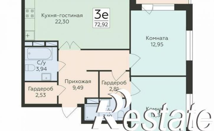 3-комн квартира в новом доме улица Чапаева, уч.68А,  д. уч.68А