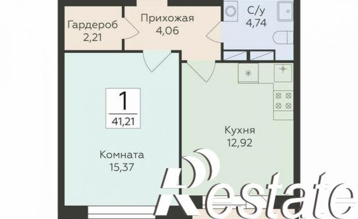 1-комн квартира в новом доме улица Чапаева, уч.68А,  д. уч.68А