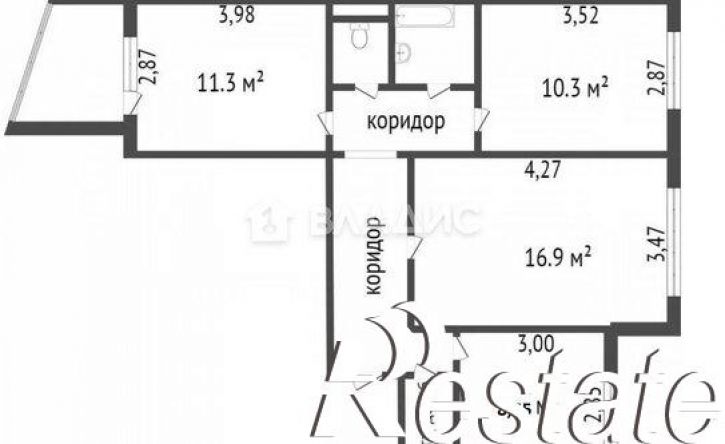 3-комн квартира улица Генерала Лизюкова, 103,  д. 103