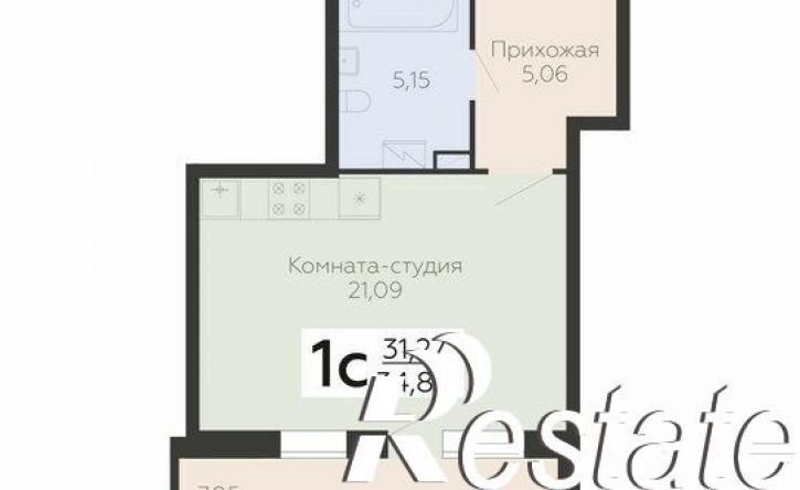 1-комн квартира в новом доме улица Берёзовая Роща, 1 с стр.,  д. 1 с стр.