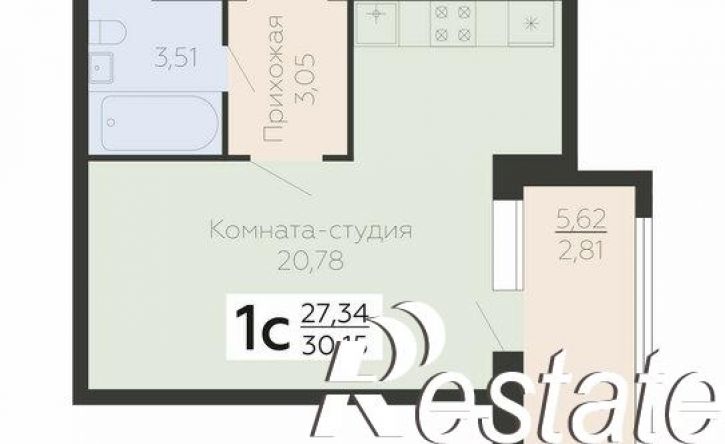 1-комн квартира в новом доме улица Берёзовая Роща, 1 с стр.,  д. 1 с стр.