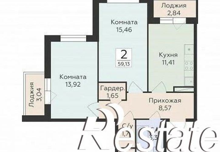 2-комн квартира в новом доме улица Коренцова, 11,  д. 11