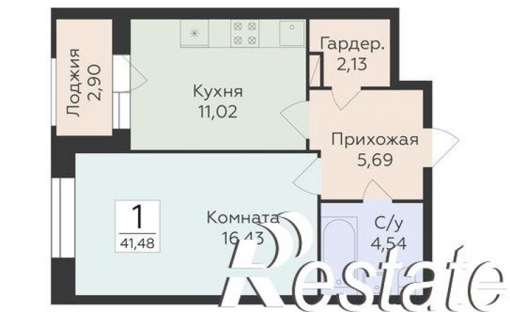 1-комн квартира в новом доме улица Матросова, 64а, поз.3,  д. 64а, поз.3