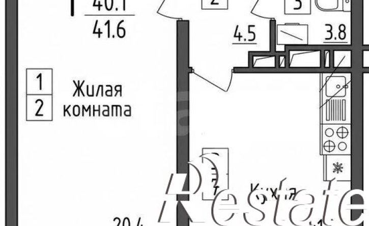 1-комн квартира улица Маршала Одинцова, 25Б/4,  д. 25Б/4