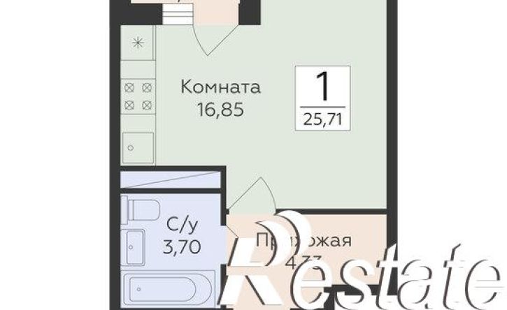 1-комн квартира в новом доме Ленинградская улица, 120,  д. 120